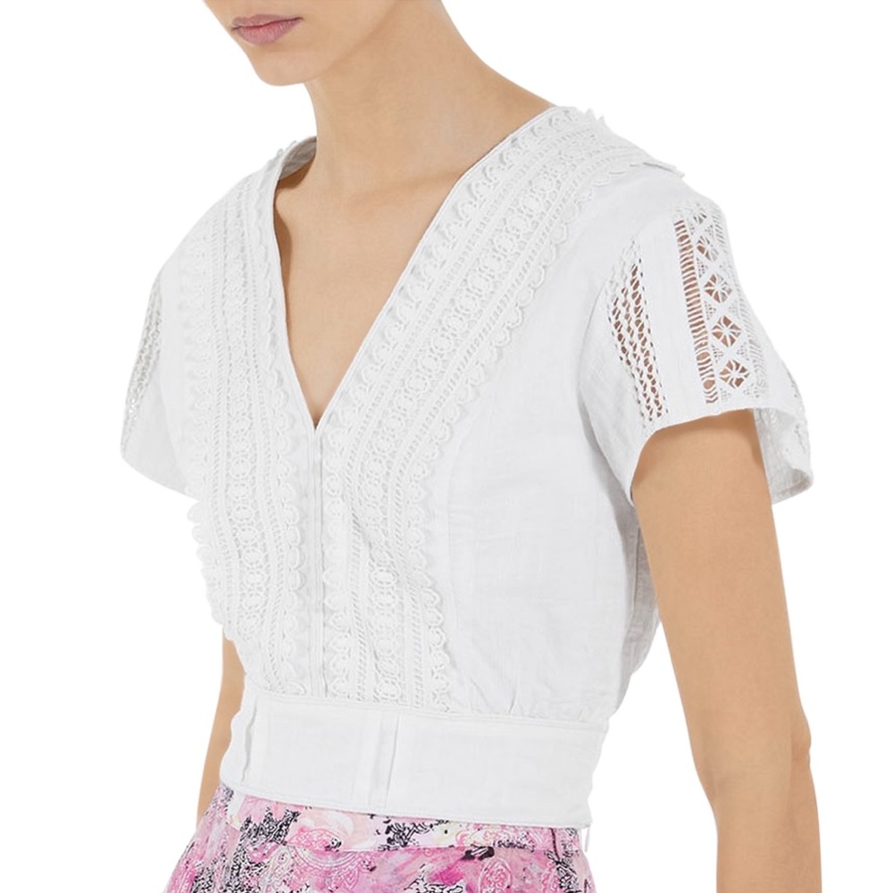 The Kooples English Embroidery Fitted Lace Top